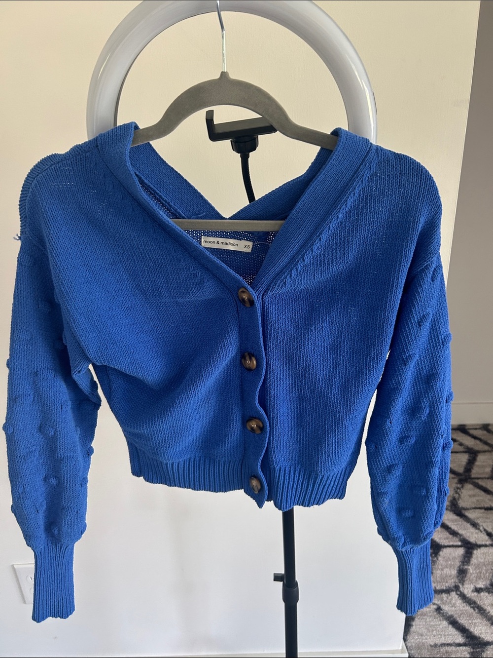 moon & madison Electric Blue V-Neck Button Cardigan